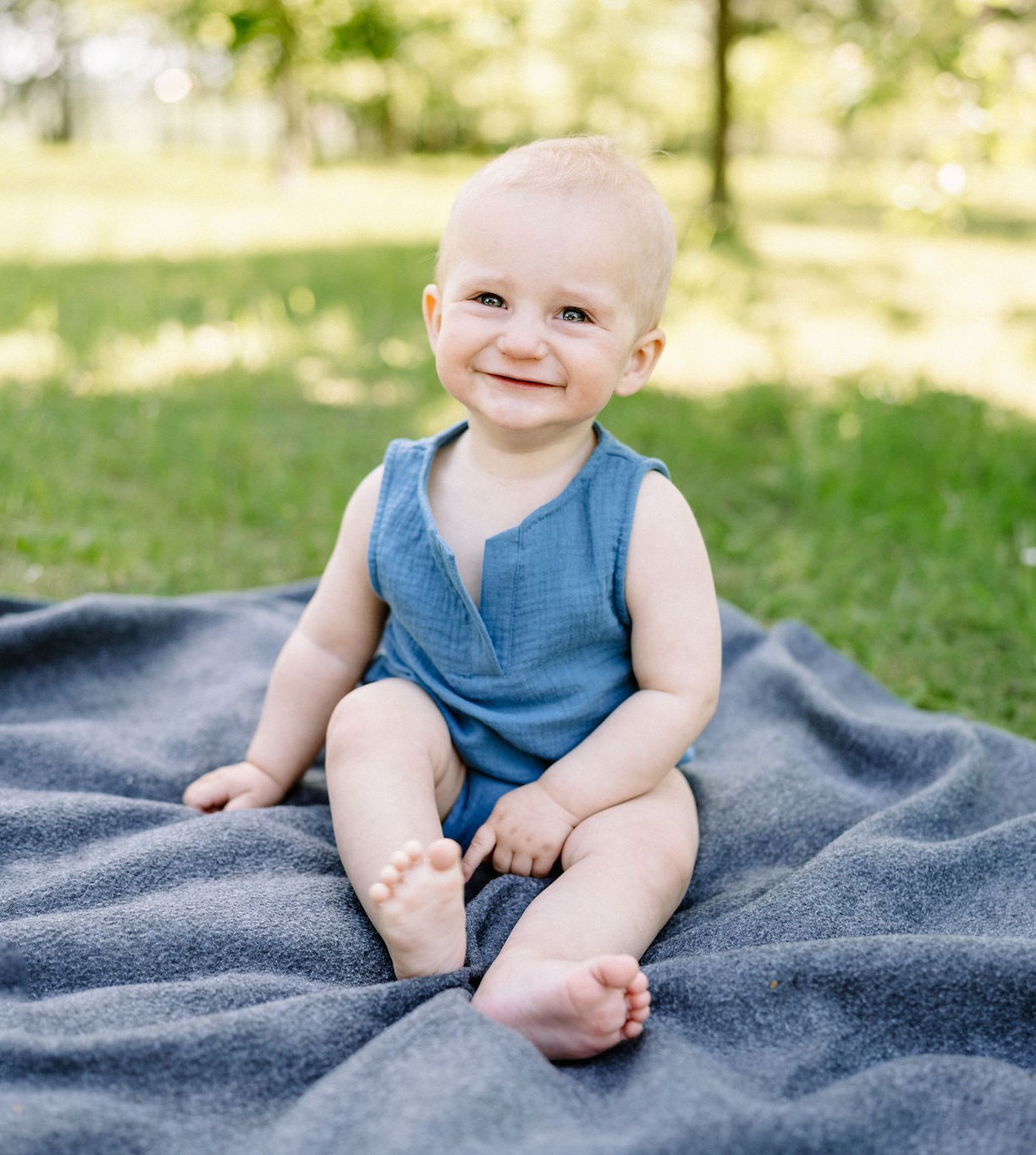 Mušelínové dětské body - OCELOVĚ MODRÁ