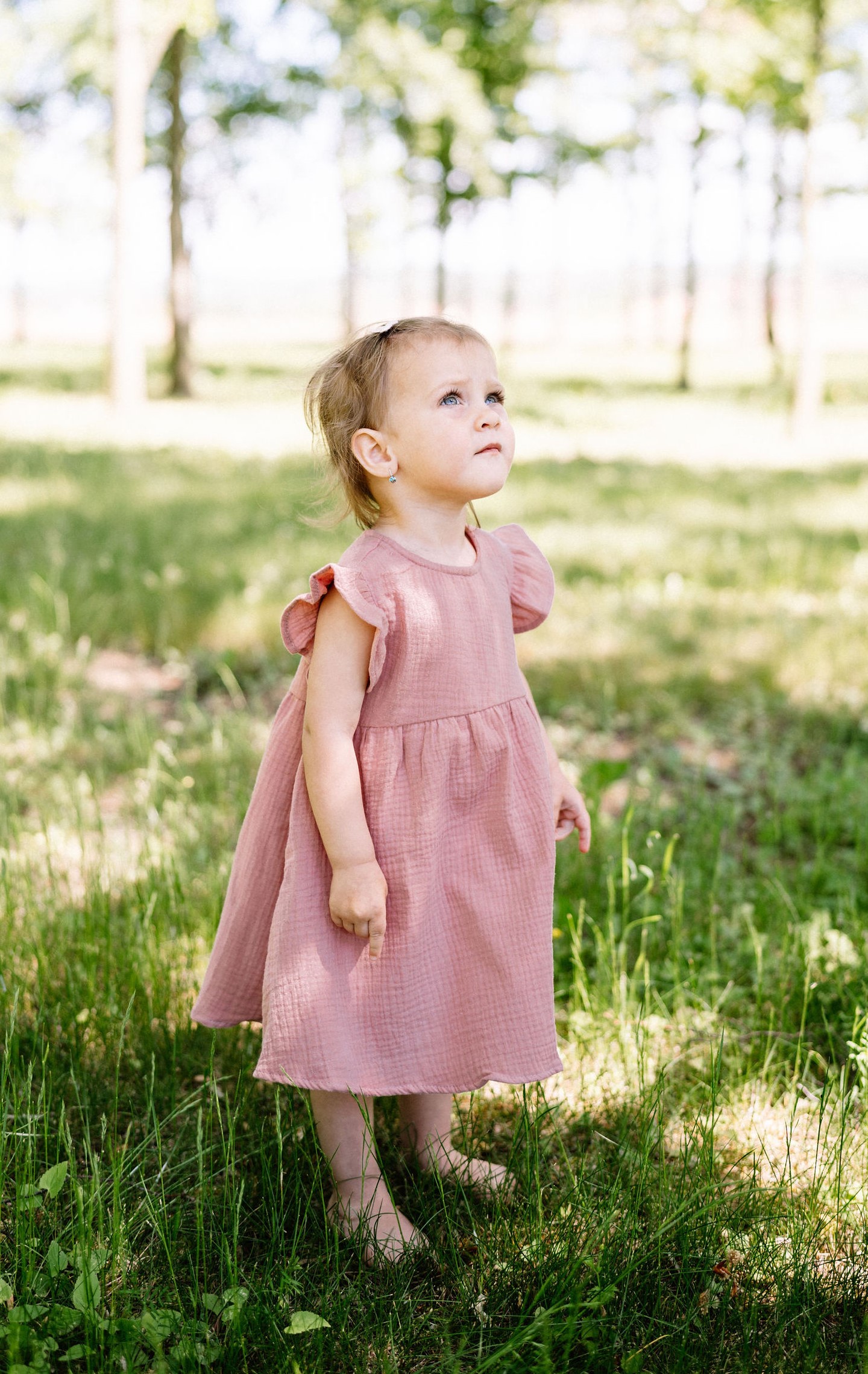 Mušelínové dětské šaty - STARORŮŽOVÁ