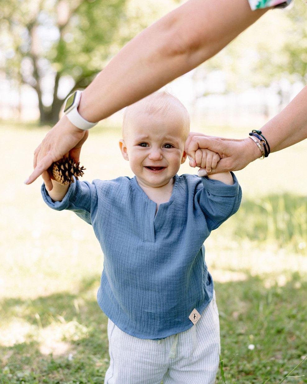 Mušelínové dětské tričko - OCELOVĚ MODRÁ