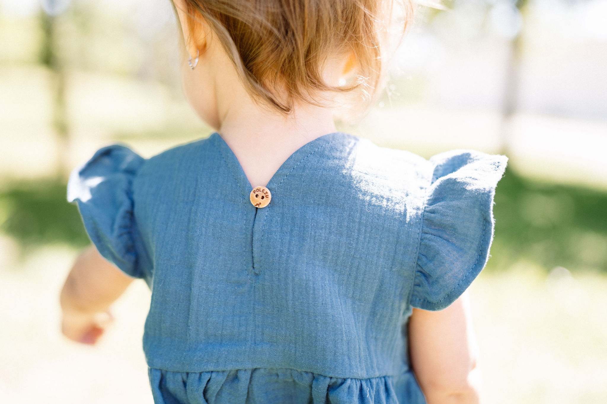 Mušelínové dětské šaty - OCELOVĚ MODRÁ