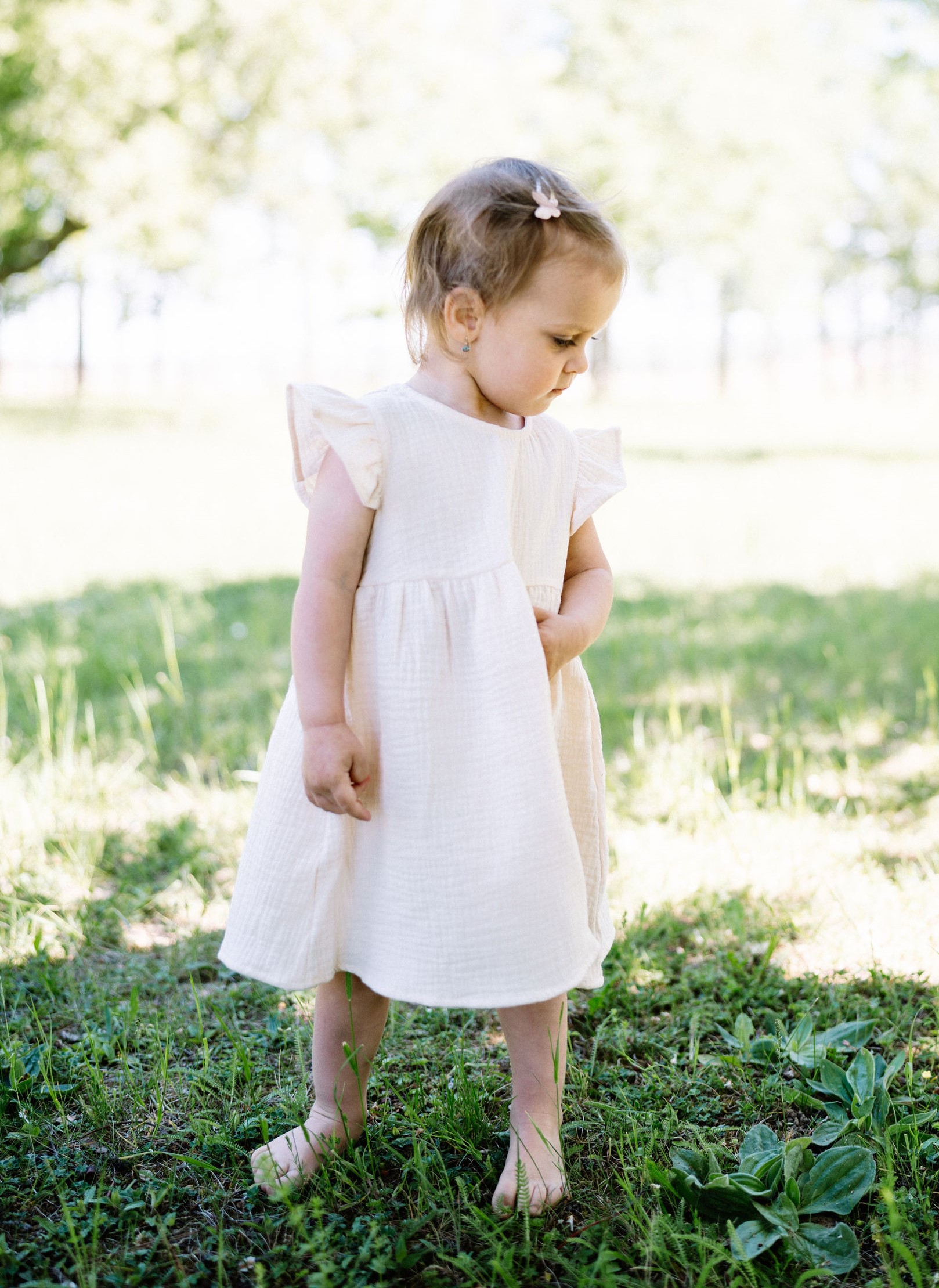 Mušelínové dětské šaty - SMETANOVÁ