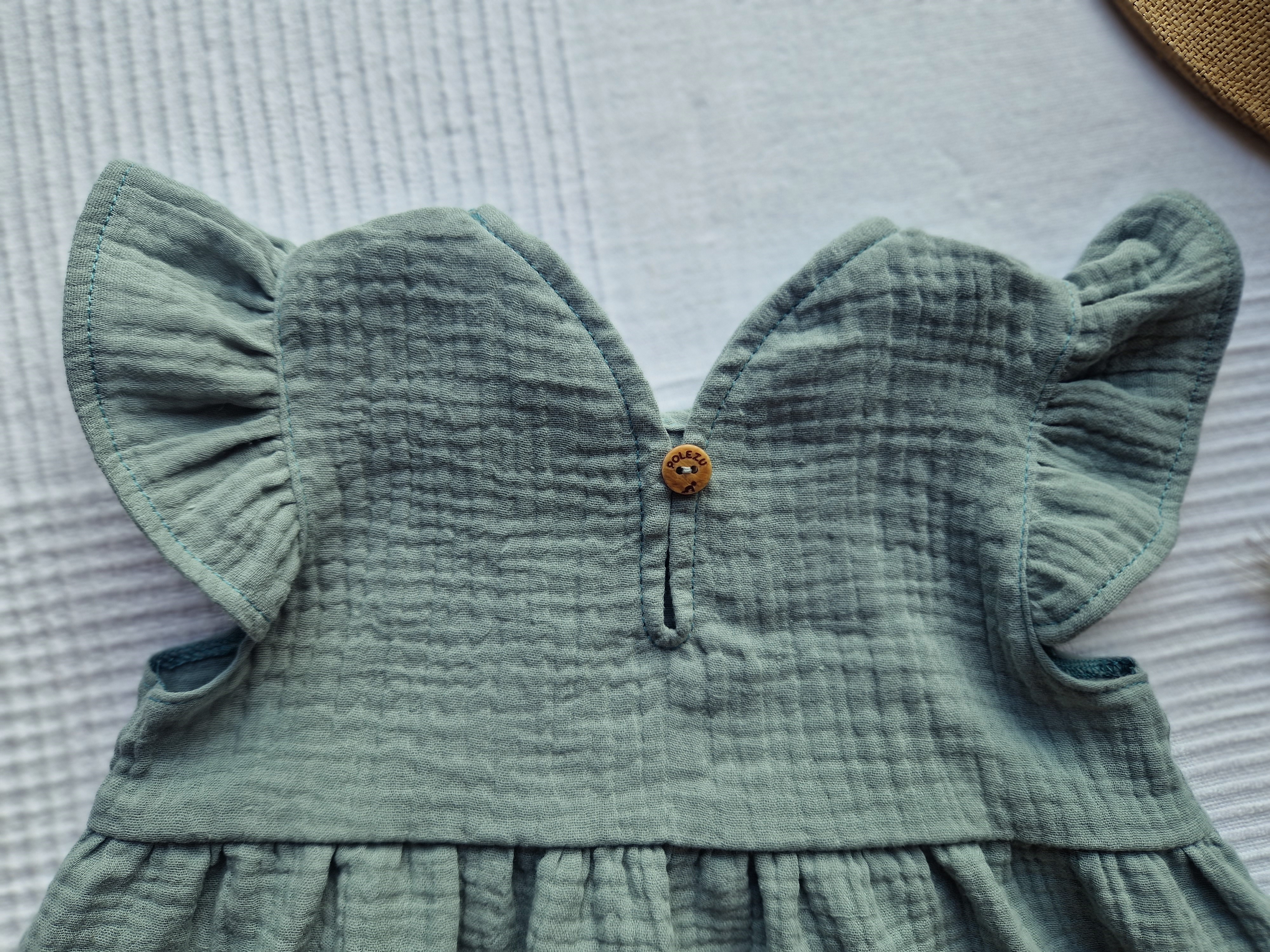 Mušelínové dětské šaty - OLIVOVÁ