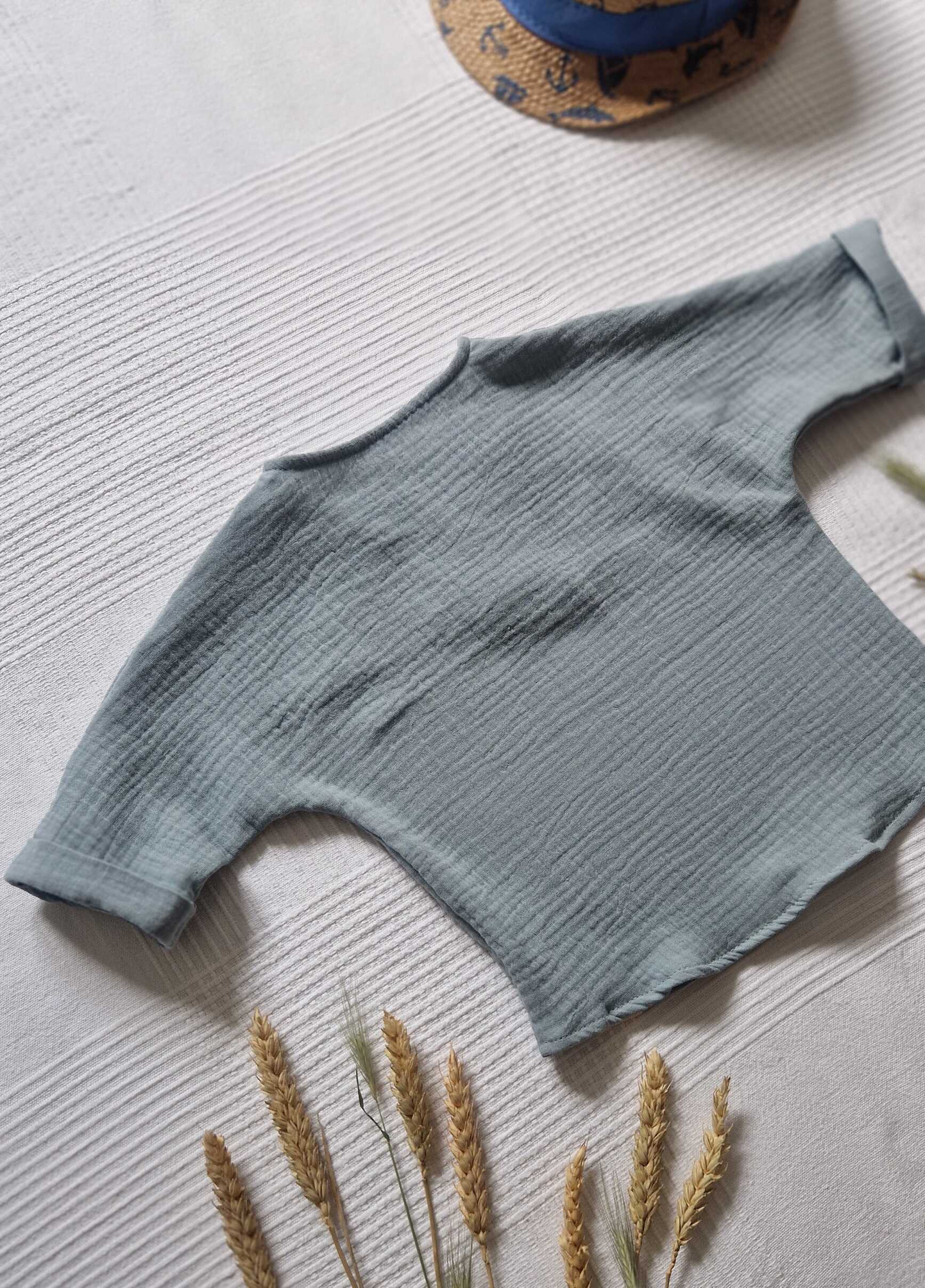 Mušelínové dětské tričko - OLIVOVÁ