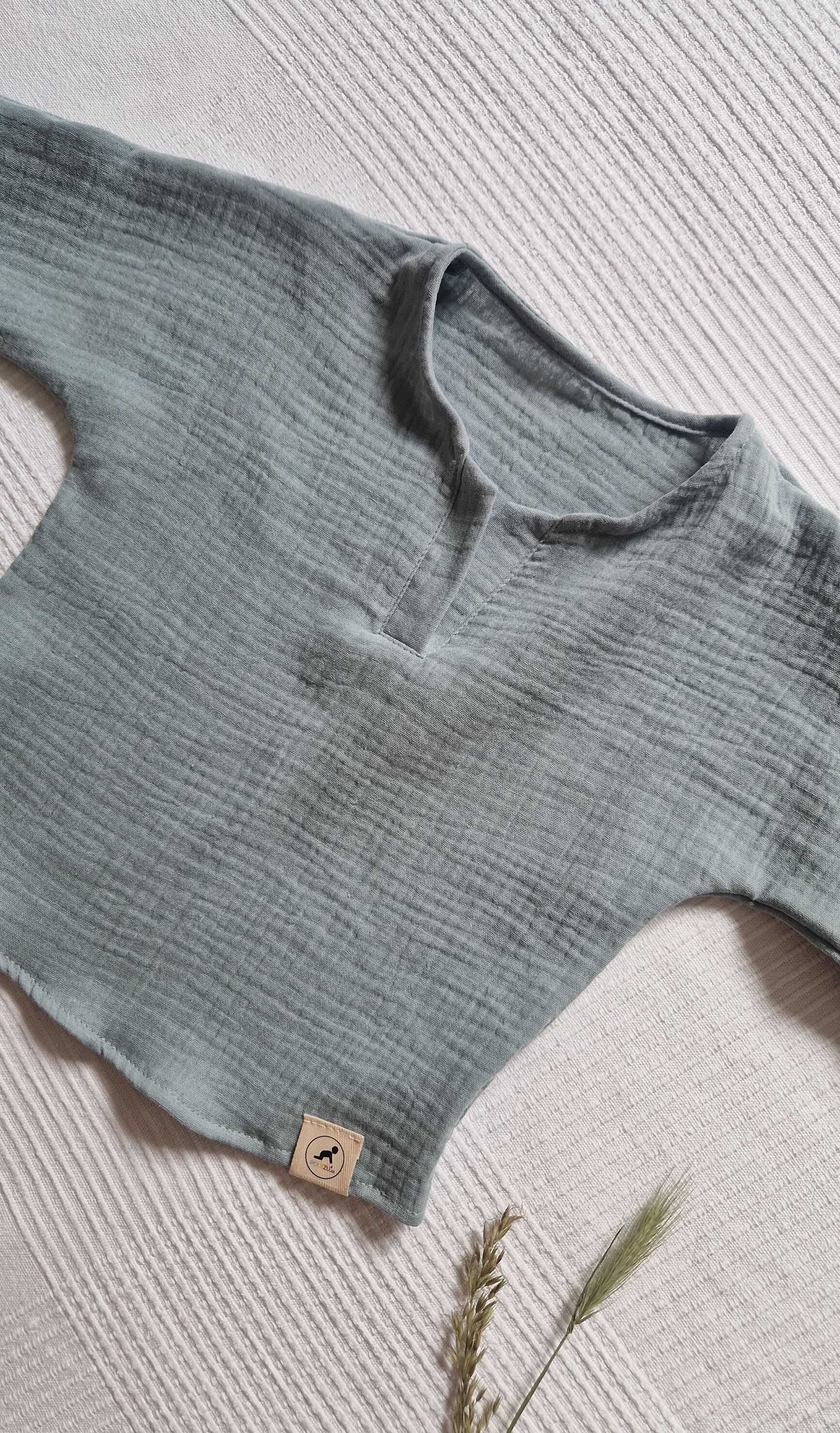 Mušelínové dětské tričko - OLIVOVÁ